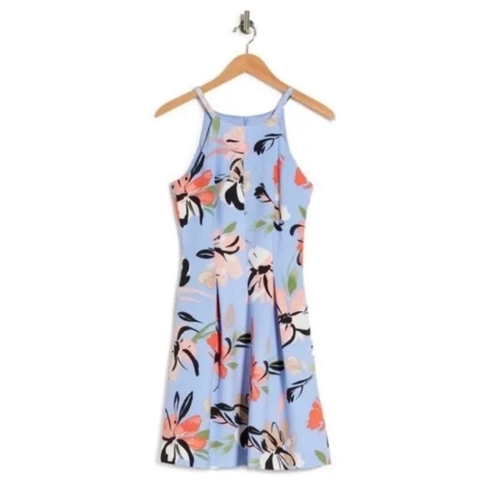 Vince Camuto dress size 4, blue with flower print - Picture 5 of 10